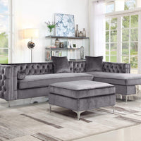 Iconic Home Guinevere Velvet Storage Ottoman Grey