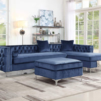 Iconic Home Guinevere Velvet Storage Ottoman Navy