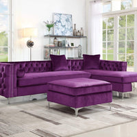 Iconic Home Guinevere Velvet Storage Ottoman Plum