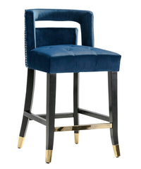 Iconic Home Irithel Velvet Counter Stool Chair Half Back Seat 