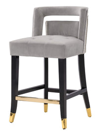Iconic Home Irithel Velvet Counter Stool Chair Half Back Seat 