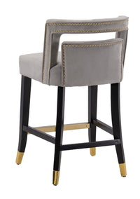 Iconic Home Irithel Velvet Counter Stool Chair Half Back Seat 