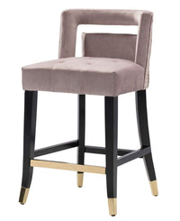 Iconic Home Irithel Velvet Counter Stool Chair Half Back Seat 