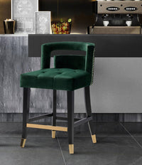 Iconic Home Irithel Velvet Counter Stool Chair Half Back Seat 