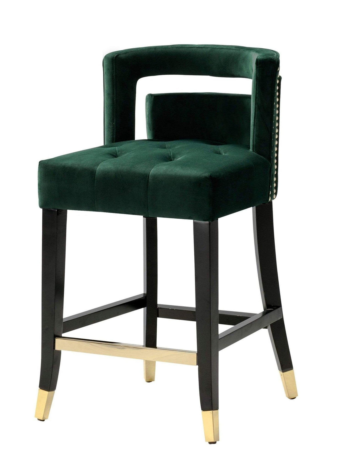 Iconic Home Irithel Velvet Counter Stool Chair Half Back Seat 