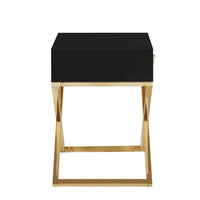 Iconic Home Ithaca X-Frame End Side Table With Self Closing Drawer 