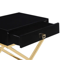 Iconic Home Ithaca X-Frame End Side Table With Self Closing Drawer 