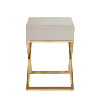 Iconic Home Ithaca X-Frame End Side Table With Self Closing Drawer 