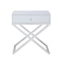 Iconic Home Ithaca X-Frame End Side Table With Self Closing Drawer 