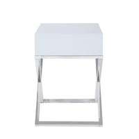 Iconic Home Ithaca X-Frame End Side Table With Self Closing Drawer 