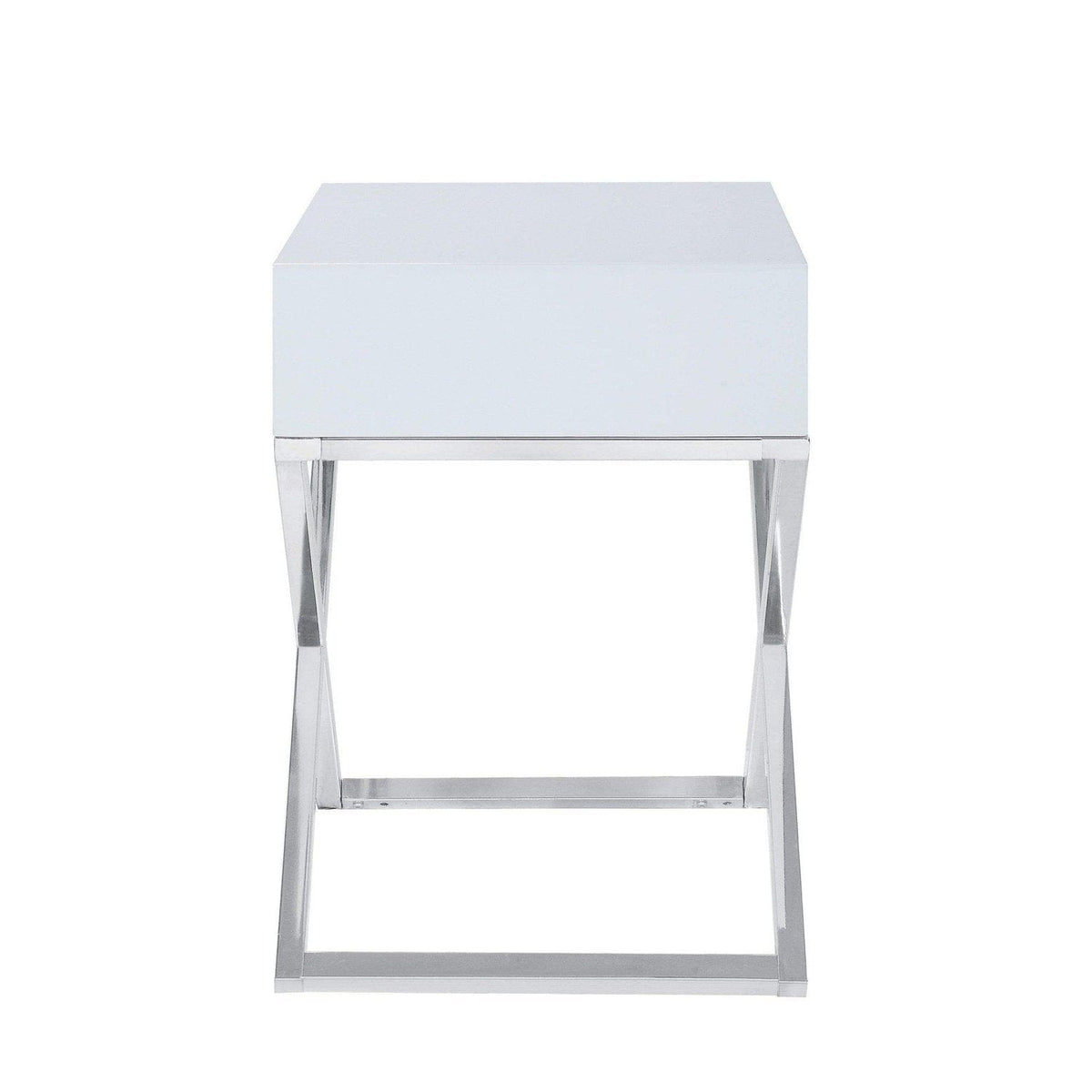 Iconic Home Ithaca X-Frame End Side Table With Self Closing Drawer 