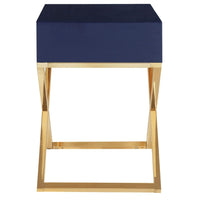 Iconic Home Ithaca X-Frame End Side Table With Self Closing Drawer 