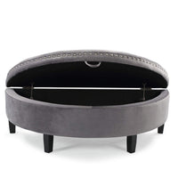 Iconic Home Jacqueline Velvet Storage Ottoman Grey