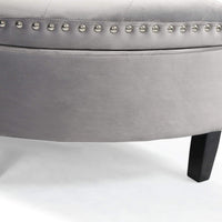 Iconic Home Jacqueline Velvet Storage Ottoman Grey