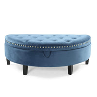 Iconic Home Jacqueline Velvet Storage Ottoman Teal