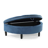 Iconic Home Jacqueline Velvet Storage Ottoman Teal