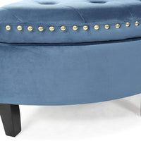 Iconic Home Jacqueline Velvet Storage Ottoman Teal