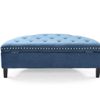 Iconic Home Jacqueline Velvet Storage Ottoman Teal