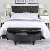 Iconic Home Jacqueline Velvet Storage Ottoman Black