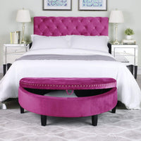 Iconic Home Jacqueline Velvet Storage Ottoman Plum