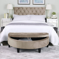 Iconic Home Jacqueline Velvet Storage Ottoman Taupe