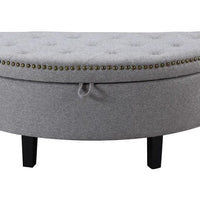 Iconic Home Jacqueline Tufted Linen Storage Ottoman Bench 