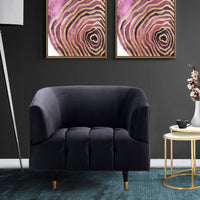 Iconic Home Julia Button Tufted Velvet Club Chair Black
