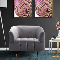 Iconic Home Julia Button Tufted Velvet Club Chair Silver