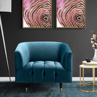 Iconic Home Julia Button Tufted Velvet Club Chair Teal