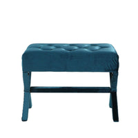 Iconic Home Keila Tufted Velvet Ottoman Bench X-Frame 