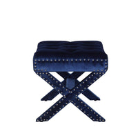 Iconic Home Keila Tufted Velvet Ottoman Bench X-Frame 