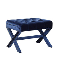 Iconic Home Keila Tufted Velvet Ottoman Bench X-Frame 