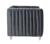 Iconic Home Kent Channel Quilted Velvet Club Chair 