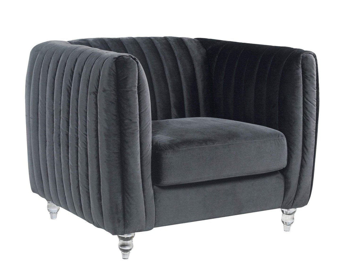 Iconic Home Kent Channel Quilted Velvet Club Chair 