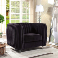 Iconic Home Kent Channel Quilted Velvet Club Chair Black