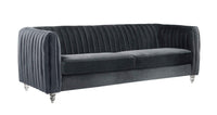 Iconic Home Kent Channel Quilted Velvet Sofa 