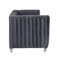Iconic Home Kent Channel Quilted Velvet Sofa 
