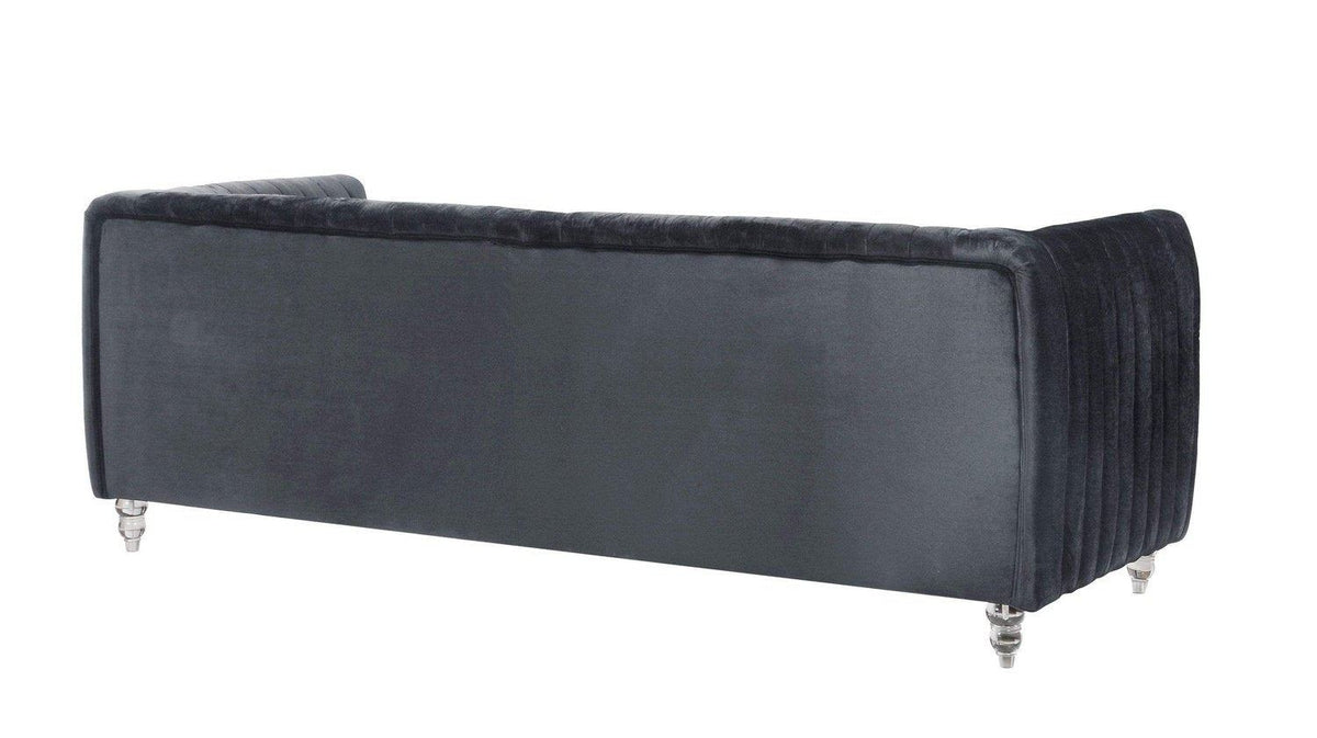 Iconic Home Kent Channel Quilted Velvet Sofa 