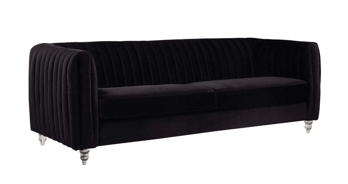 Iconic Home Kent Channel Quilted Velvet Sofa 