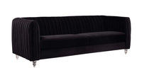 Iconic Home Kent Channel Quilted Velvet Sofa 