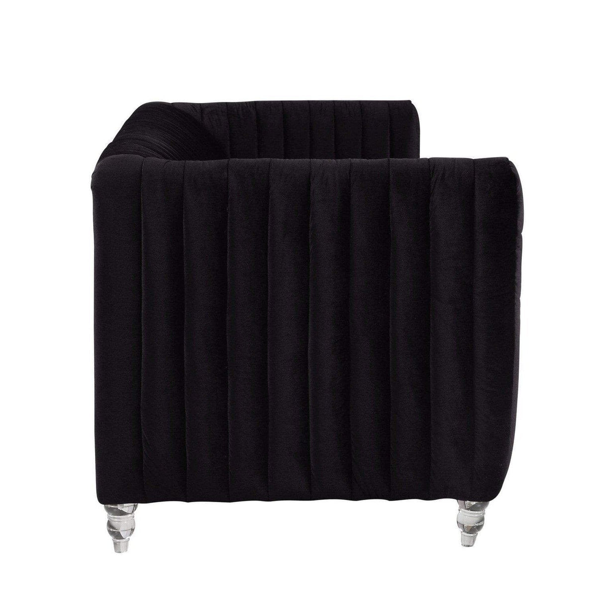 Iconic Home Kent Channel Quilted Velvet Sofa 