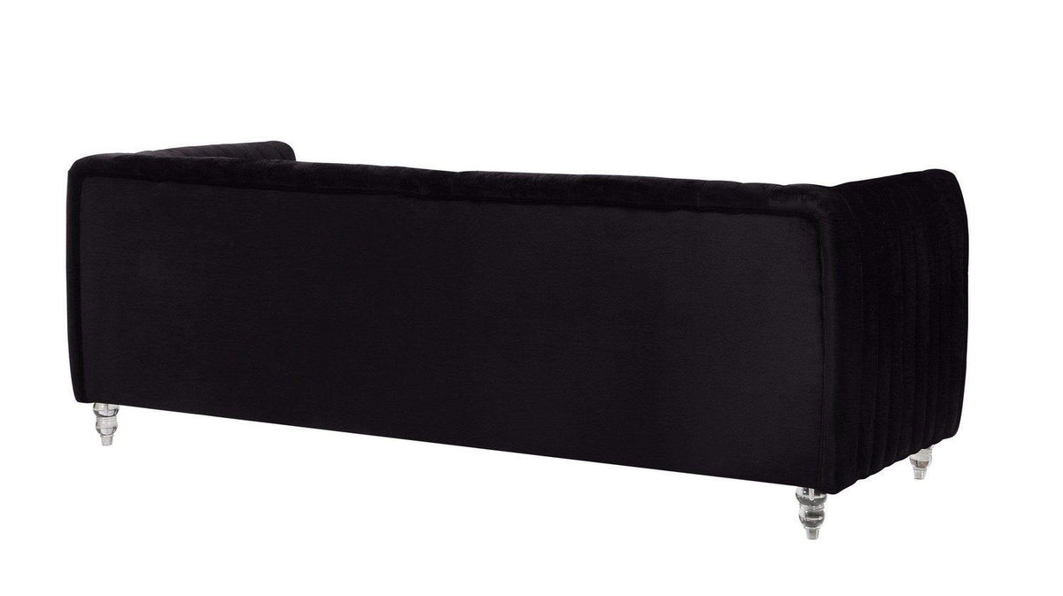 Iconic Home Kent Channel Quilted Velvet Sofa 