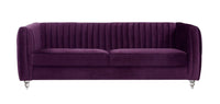 Iconic Home Kent Channel Quilted Velvet Sofa 