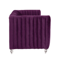 Iconic Home Kent Channel Quilted Velvet Sofa 