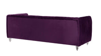 Iconic Home Kent Channel Quilted Velvet Sofa 