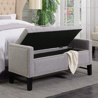 Iconic Home Lance Tufted Linen Storage Bench 