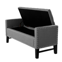 Iconic Home Lance Tufted Linen Storage Bench 