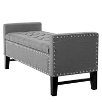 Iconic Home Lance Tufted Linen Storage Bench 