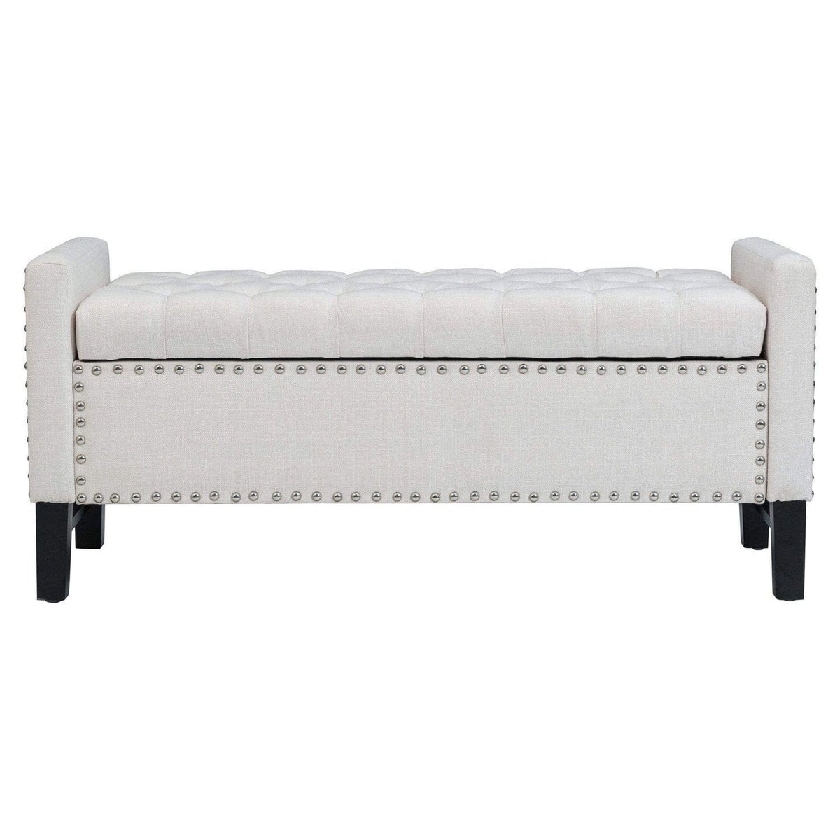 Iconic Home Lance Tufted Linen Storage Bench 