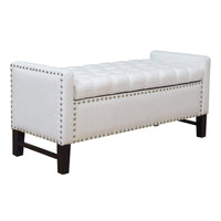 Iconic Home Lance Tufted Linen Storage Bench 